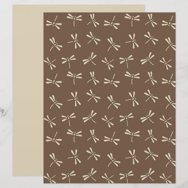 Padrão de Dragonfly Japonês, Cream e Taupe Tan (Frente/Verso)
