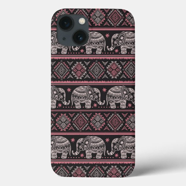 Padrão de Elefante Étnico Negro (Verso)