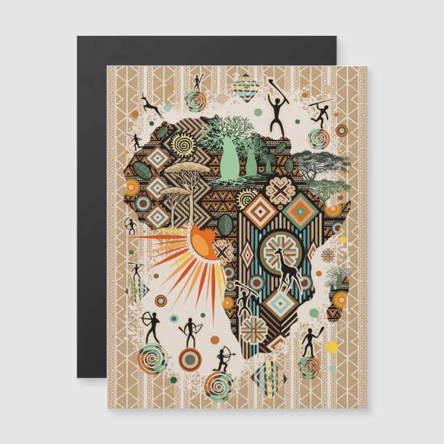 Padrão de Elementos Tribais Decorativos do Mapa da (Frente/Verso)