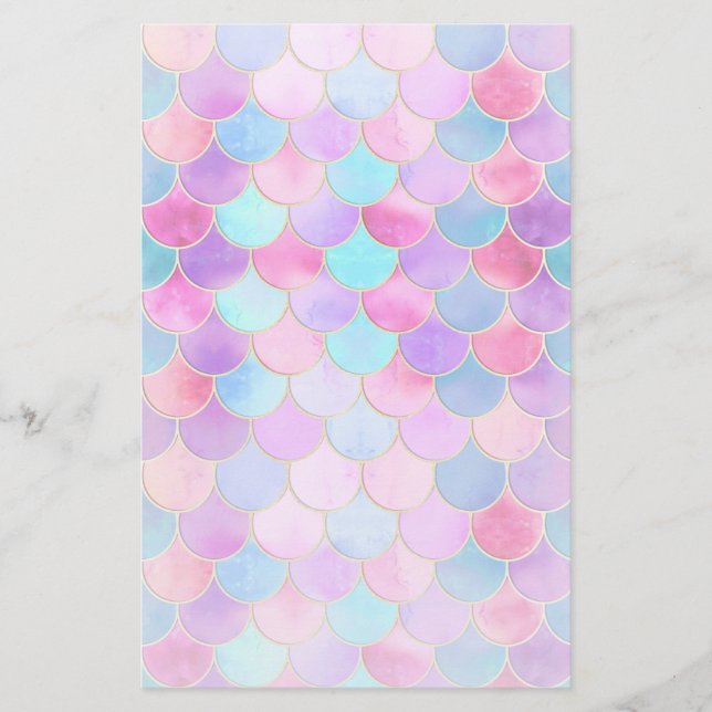 Padrão de escala de Sereia Rosa, Roxo e Aqua (Frente)