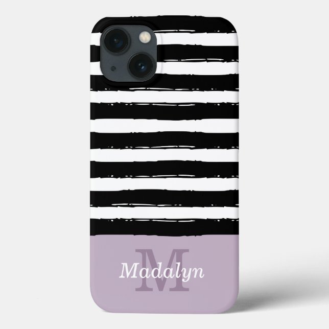 Padrão de faixas de tinta preta com Lilac Monogram (Verso)