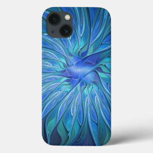 Padrão de Fantasia de Flor Azul, Arte Fractal Abst