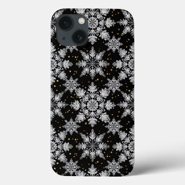 Padrão de Floco de Neve Estética de Geada Elegante (Verso)