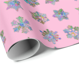 Padrão de flocos de neve de papel de embrulho rosa