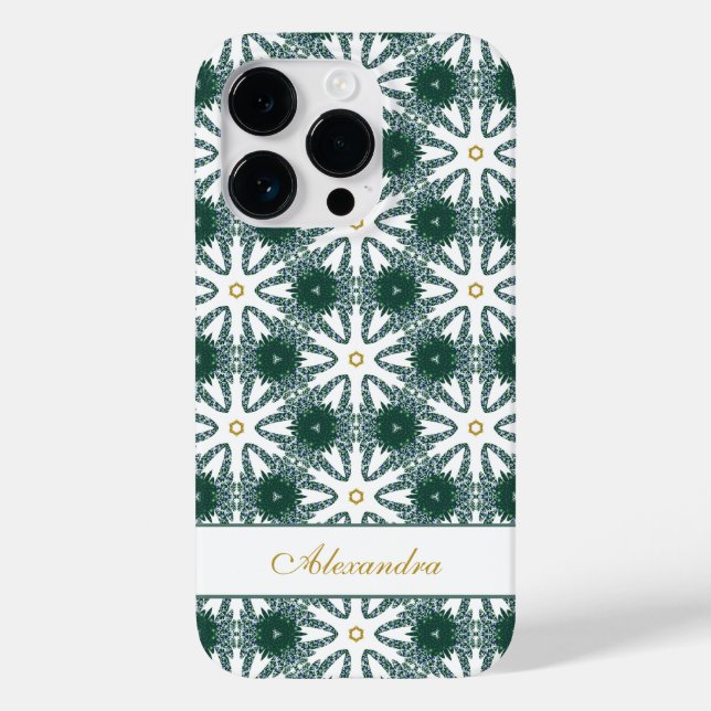 Padrão de Flocos de Neve Personalizado Verde (Verso)