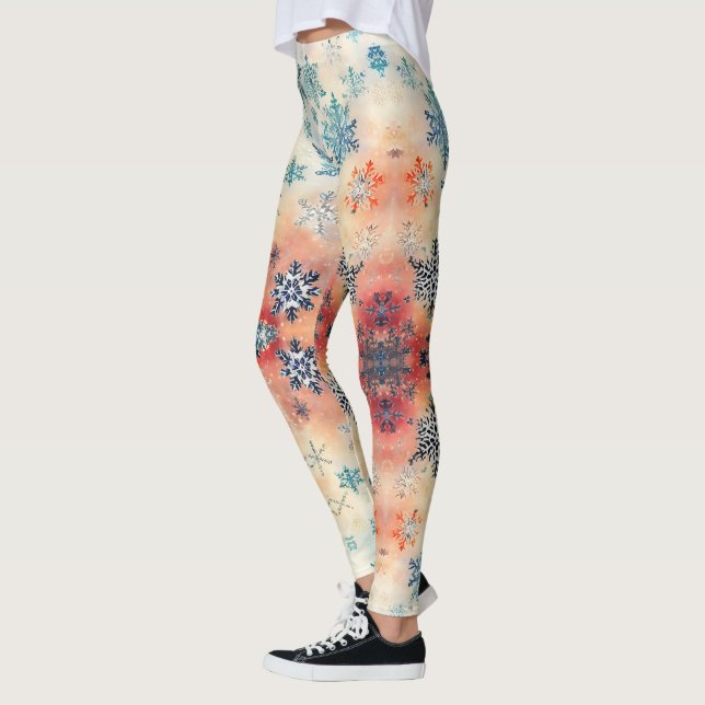 Padrão de Flocos de Neve Vintage - Leggings (Esquerda)