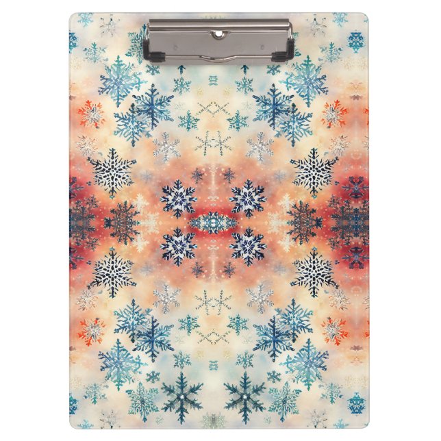 Padrão de Flocos de Neve Vintage - Prancheta (Frente)