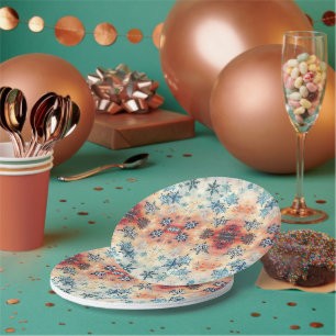 Padrão de Flocos de Neve Vintage - Pratos de Papel