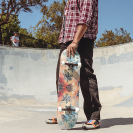 Padrão de Flocos de Neve Vintage - Skateboard