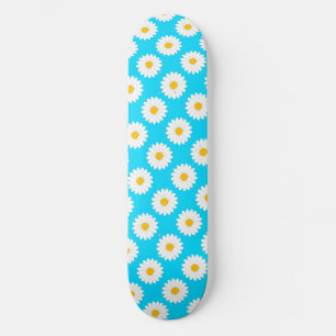 Padrão de Flor de Daisy Nebulosa Skateboard Azul C