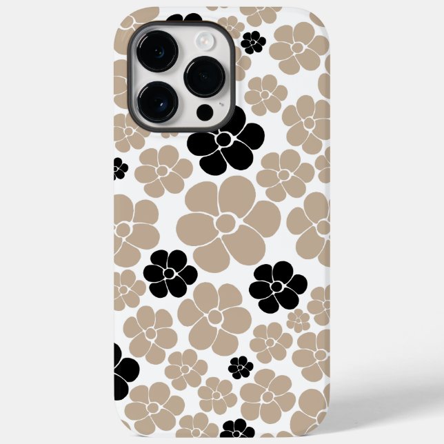 Padrão de Flor de Trendy em Taupe, Preto e Branco (Verso)