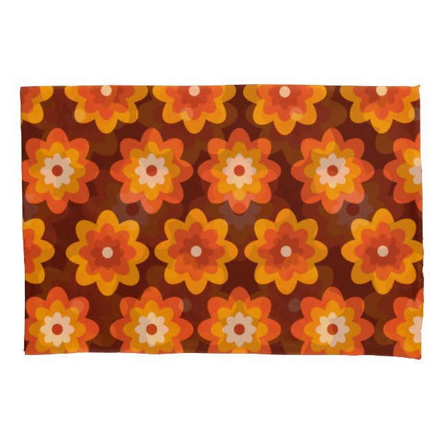 Padrão de flor laranja boho hippie retrô dos anos  (Frente)
