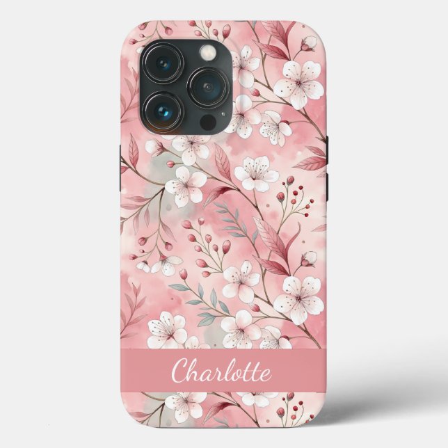 Padrão de Flor Sakura Personalizado Rosa (Verso)