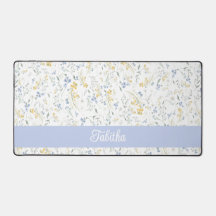 Padrão de Flor Silvestre Amarela Azul com Nome Per