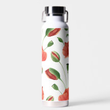 Padrão de Flor Silvestre Papoula Vermelha Elegante