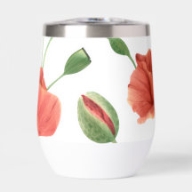Padrão de Flor Silvestre Papoula Vermelha Elegante