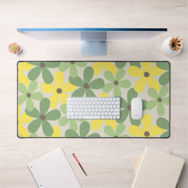 Padrão de Flor Verde Amarelo Retroativo Y2K 70s