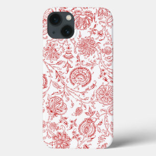 Padrão de Flor Vermelho e Branco