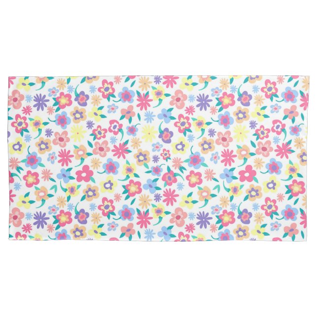 Padrão de flores coloridas e fofas da primavera (Frente-Esquerda)