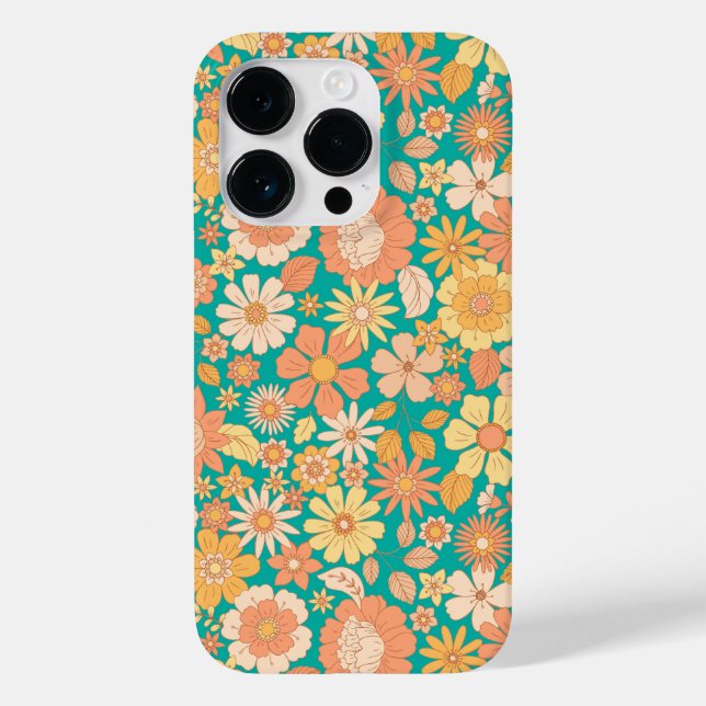 padrão de flores cor-de-rosa e laranja da primaver (Verso)