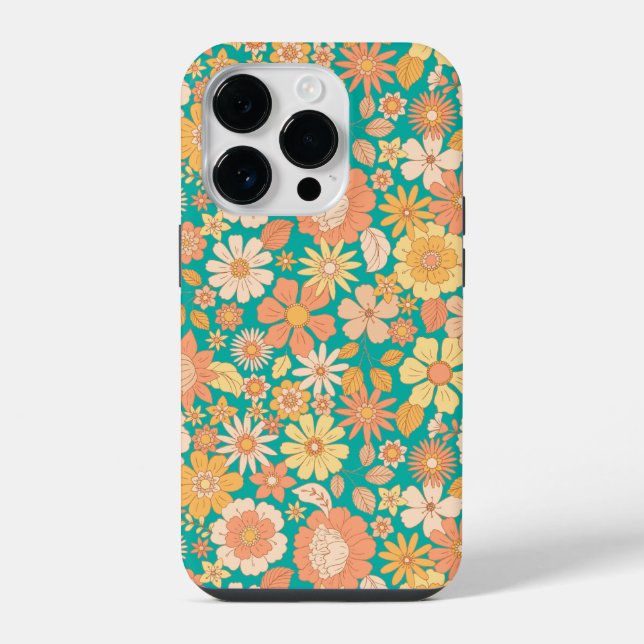 padrão de flores cor-de-rosa e laranja de primaver (Verso)