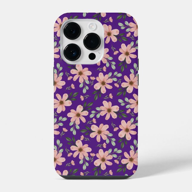 padrão de flores de aquarela rosa (Verso)