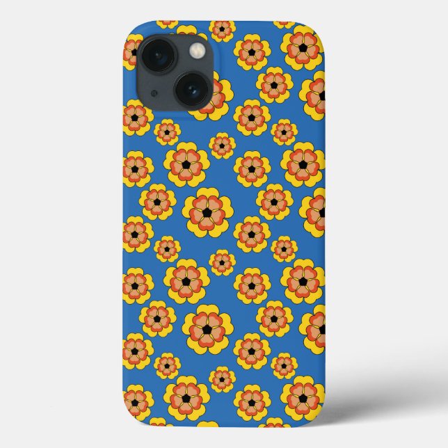 Padrão de Flores de Laranja Amarelo (Verso)