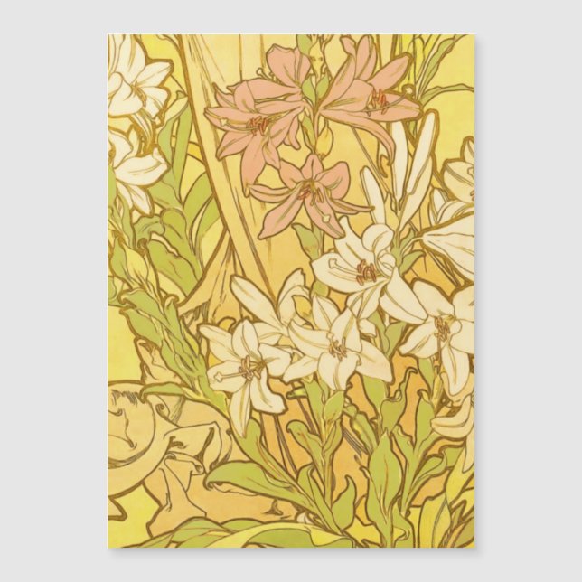 Padrão de Flores de Lírio de Alphonse Mucha: Art N (Frente)