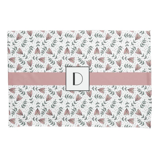 Padrão de Flores Florais Rosa Monogramado Fofo (Frente)