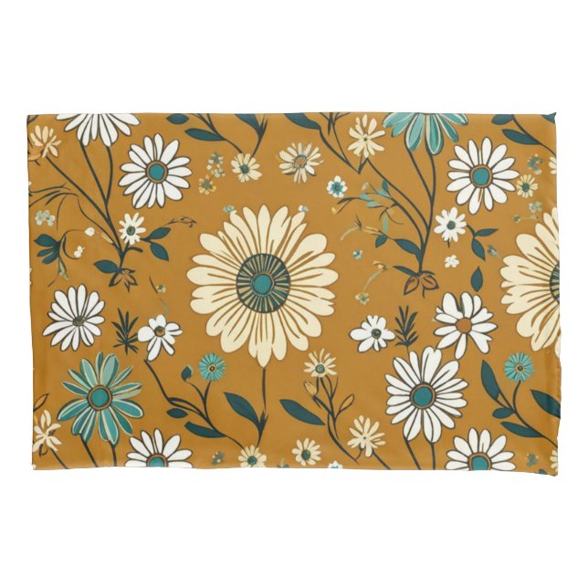 Padrão de Flores Mostarda Boho Retrô de Outono (Frente)