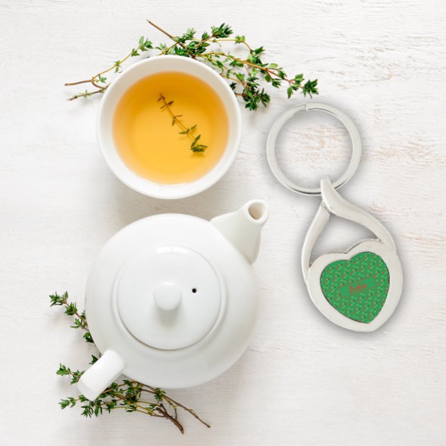 Padrão de flores selvagens nome verde Chaveiro (Criador carregado)