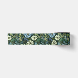 Padrão de flores selvagens vitorianas azuis e verd