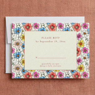 Padrão de flores silvestres Brilhante Cartão RSVP