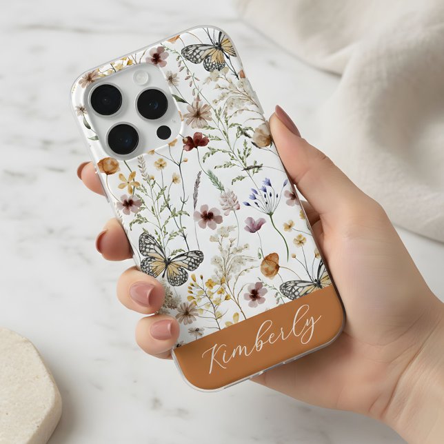 Padrão de Flores Silvestres em Aquarela Boho Branc (Criador carregado)