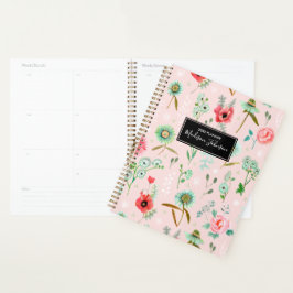 Padrão de Flores Silvestres Rosa Boho | Planejador