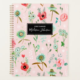 Padrão de Flores Silvestres Rosa Boho | Planejador