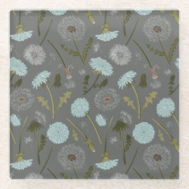 Padrão de Flores Whimsical Azul Dandelion cinza