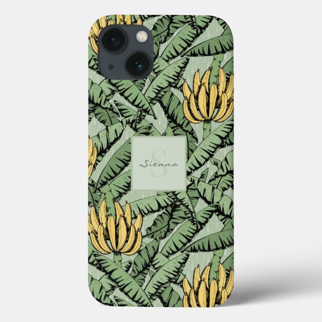 Padrão de Folha de Banana Verde Tropical Chic (Verso)