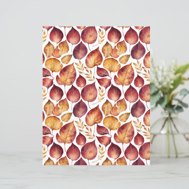 Padrão de Folha Dourada e Borgonha (Em pé/Frente)