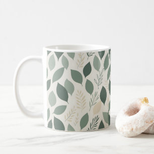 Padrão de Folha Verde Salvia Caneca de Café Botâ
