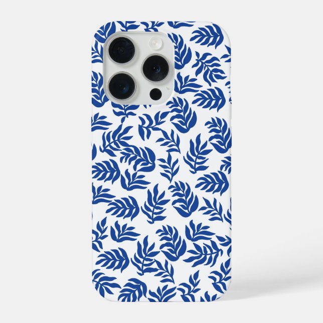 Padrão de Folhas Botânicas Azuis Modernas (Verso)