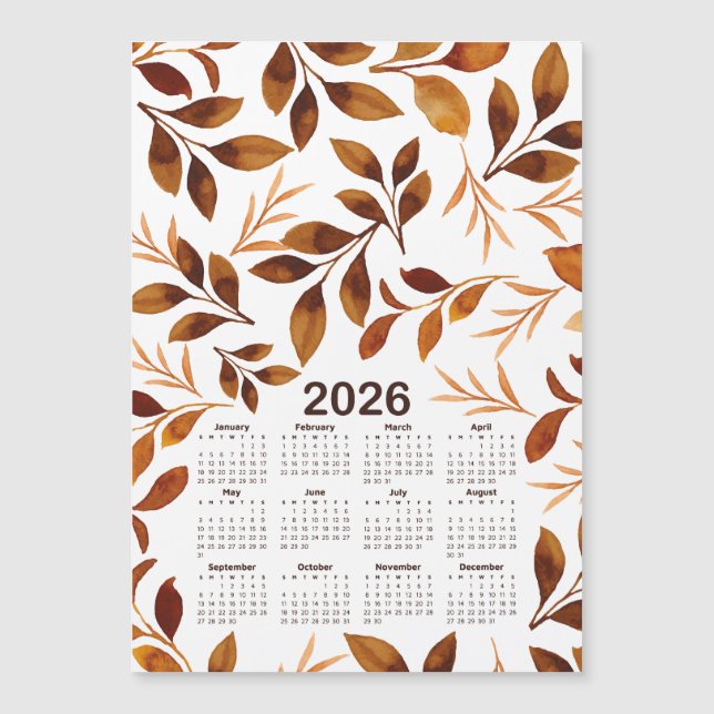 Padrão de Folhas de Cores d'Água do Calendário 202 (Frente)