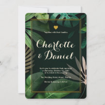 Padrão de Folhas Tópicas | Convite Para Casamento