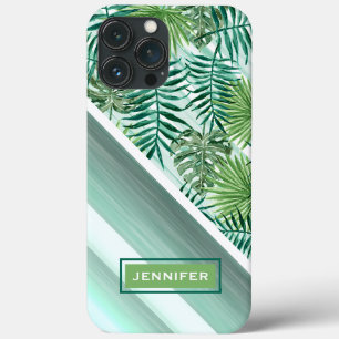 Padrão de Folhas Tropicais de Palma Verde de Reto