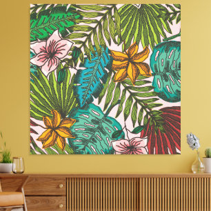 Padrão de Folhas Tropicais - Decoração Floral Boho