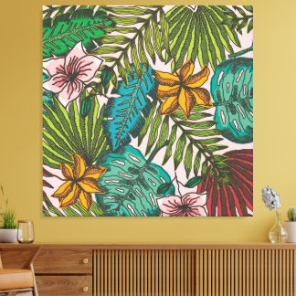 Padrão de Folhas Tropicais - Decoração Floral Boho