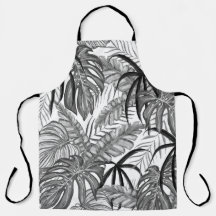 Padrão de Folhas Tropicais Monocromáticas | Preto 