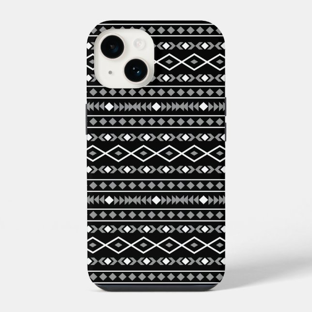 Padrão de Formas Astecas Branco Cinza Preto (Verso)