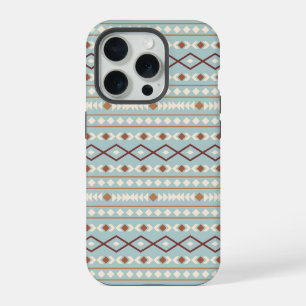 Padrão de Formas Astecas Ferrugem Azul-Teal Creme