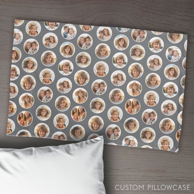 Padrão de Foto do Círculo - 12 Imagens - preto (Create Your Own Photo Collage Pillowcase)